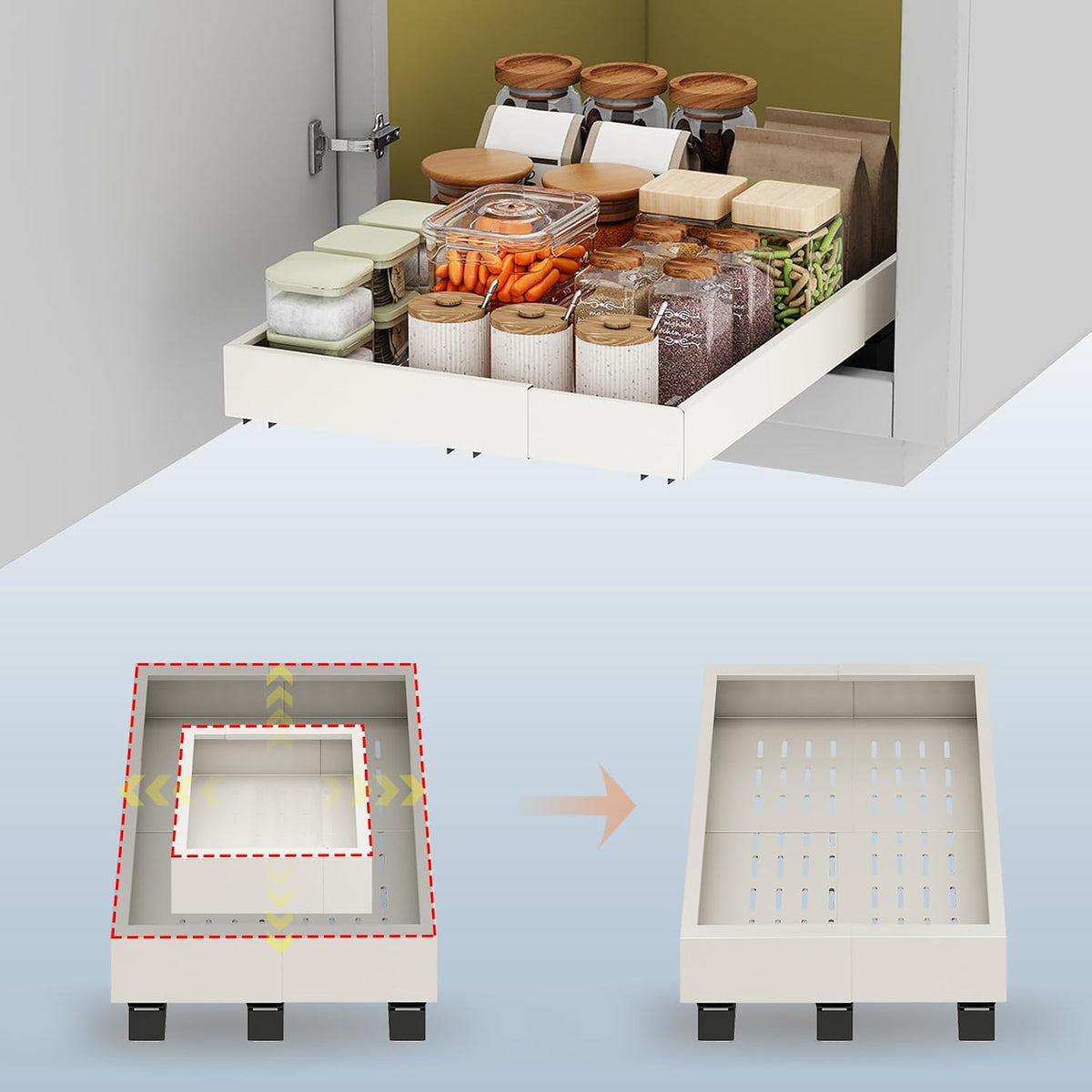 Organizador de Gabinete Extraíble, Ancho Expandible (28 cm-41 cm),...