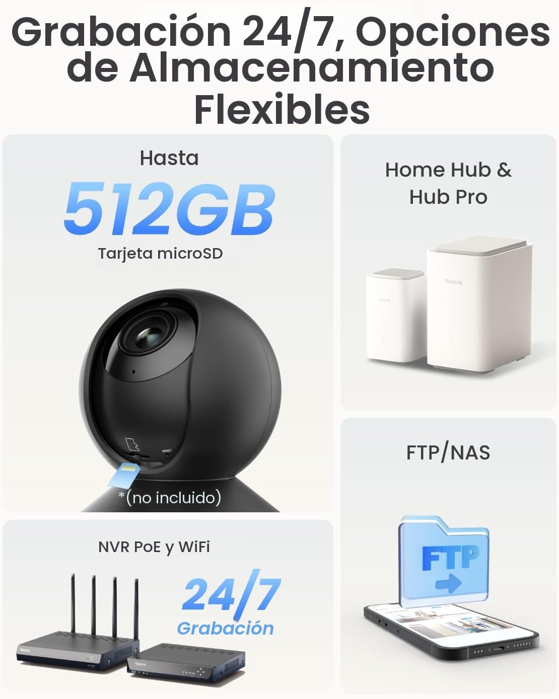 REOLINK - Cámara interior con inclinación panorámica 4K, zoom óptic...