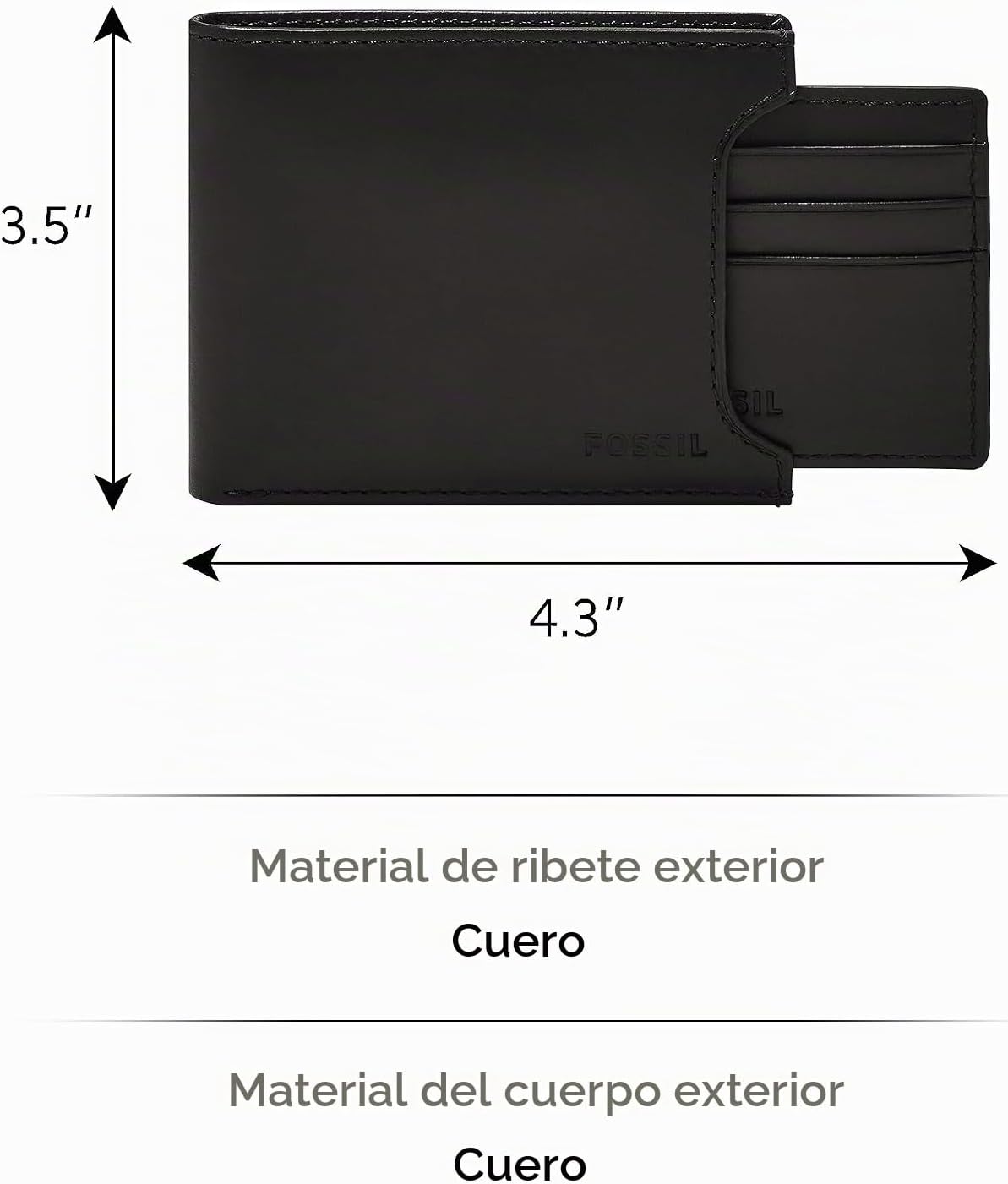 Fossil Cartera de cuero plegable deslizante 2 en 1 con funda extraí...