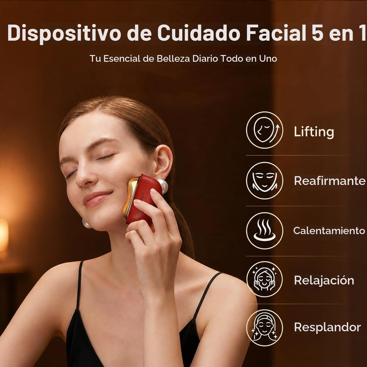 ZDEER Terapia de luz roja LED para masajeador facial y cuello, disp...