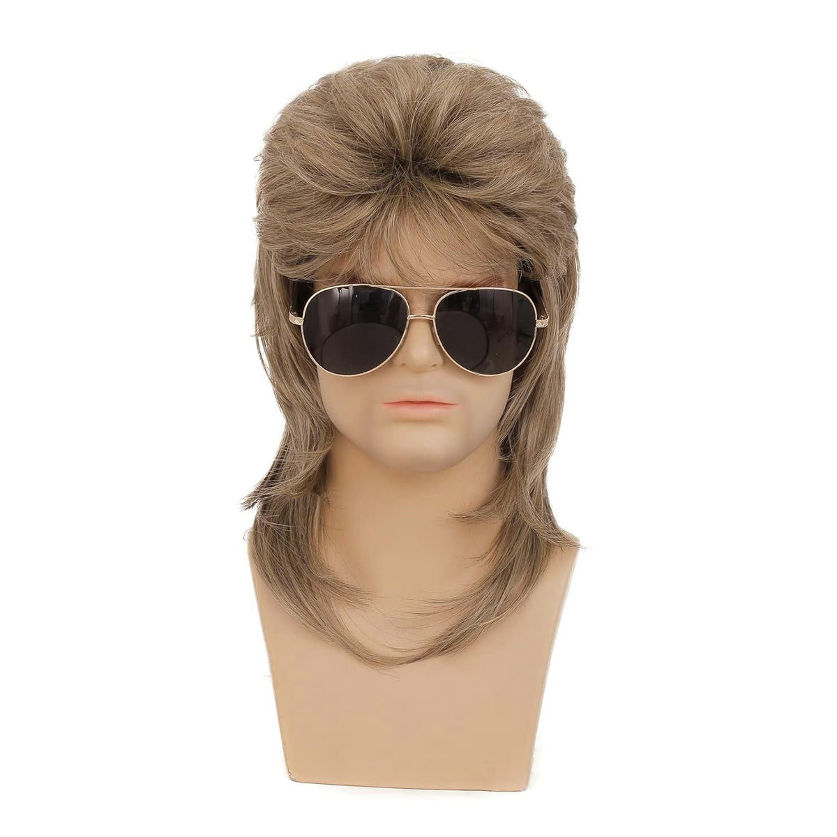 Swiking - Peluca de corte mullet para hombres de color marrón claro...