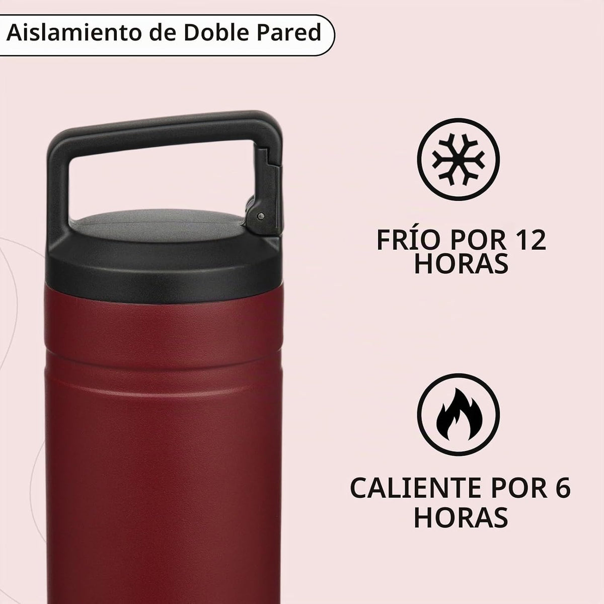BJPKPK Botella de Agua Aislada con 2 Tapas, 20 oz Vaso Térmico de A...
