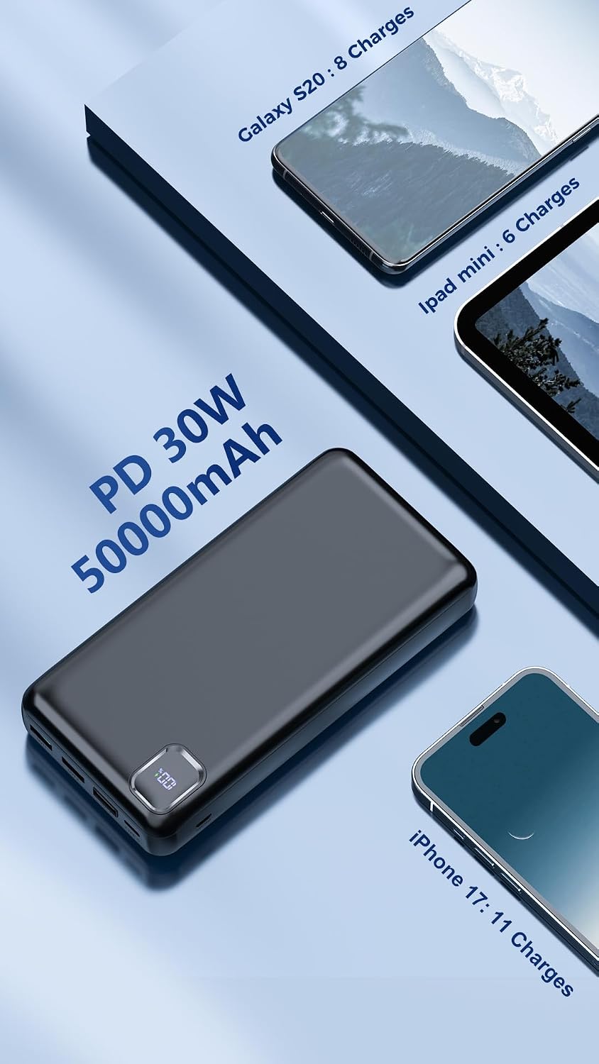 Cargador portátil Power Bank 50000mAh, paquete de baterías de carga...