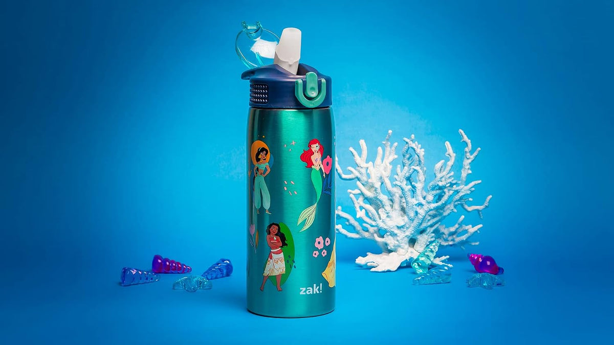 Zak Designs Disney Princess - Botella de agua para viajes y uso en...