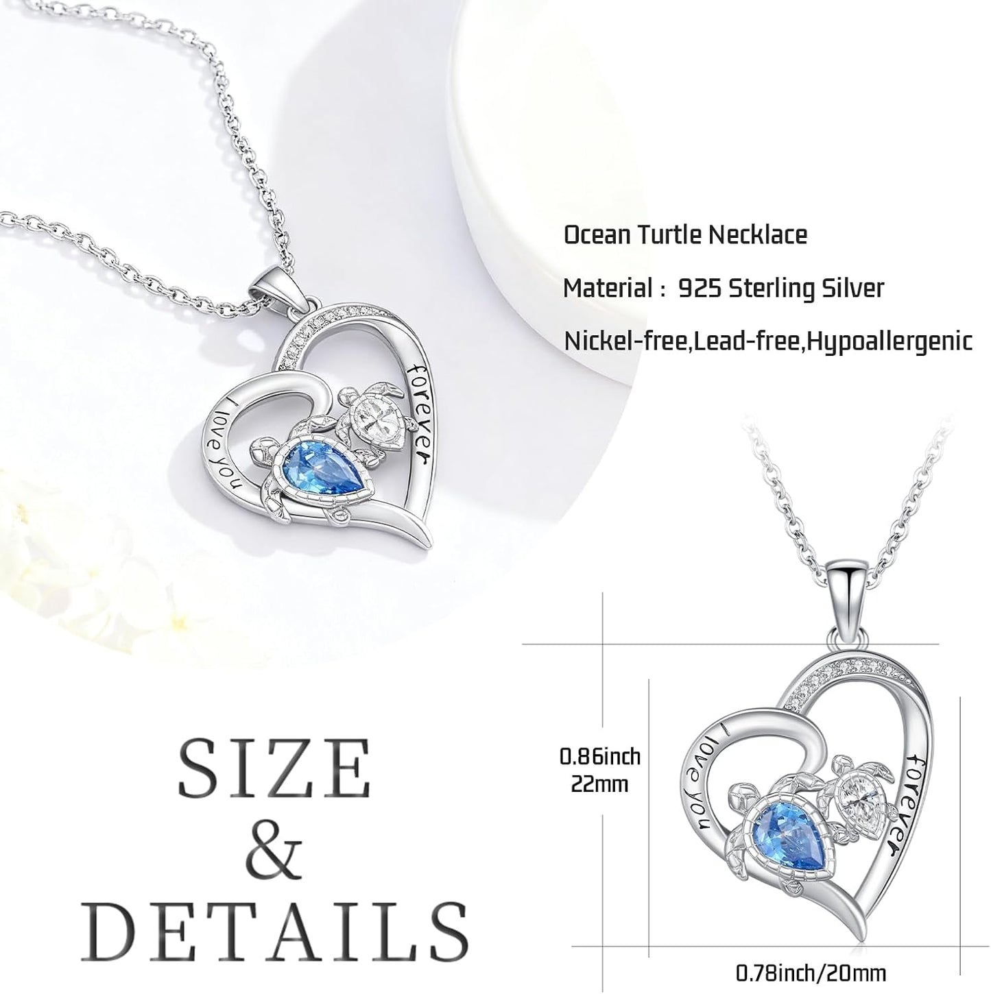 Twoowl Collar con dije de playa de plata de ley 925 con diseño de o...