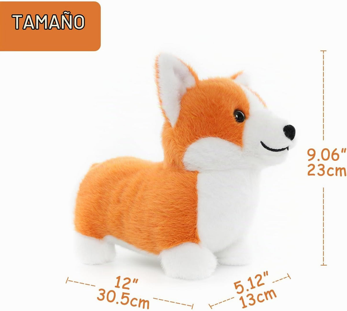 WEIGEDU Juguete de peluche Corgi, lindo animal de peluche de 12 pul...