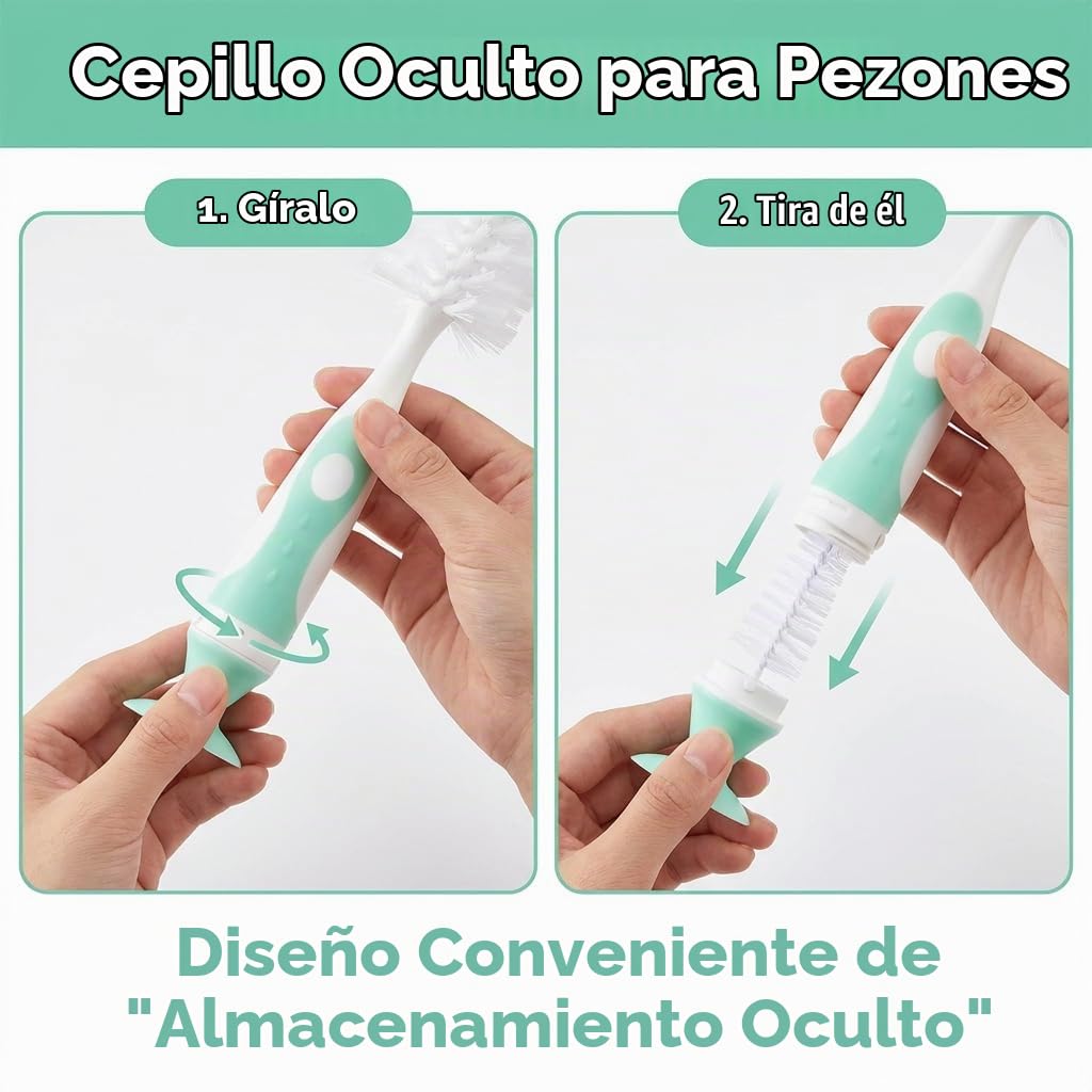 Juego de cepillo de biberón 4 en 1 de Ariseno, cepillo limpiador de...