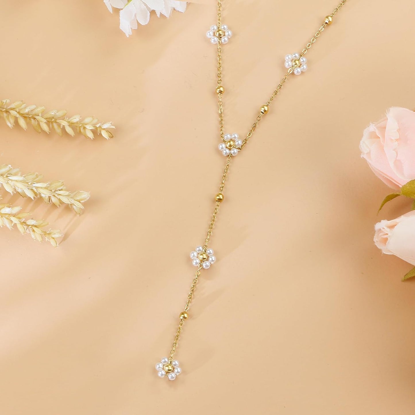 SmileBelle Collares de perlas, gargantilla de perlas de margarita p...