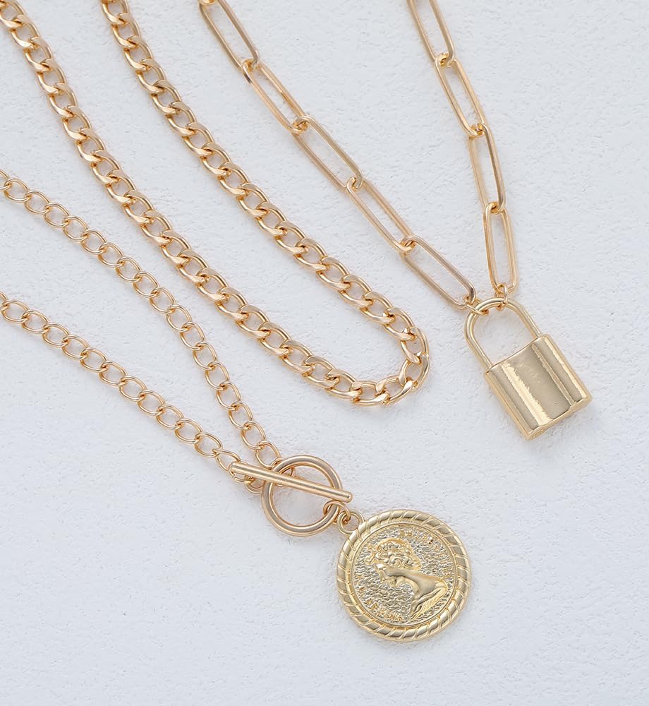 iF YOU Collares vintage con capas de oro para mujer, a la moda, con...