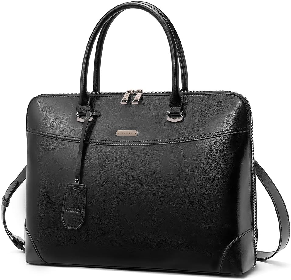CLUCI Maletín de cuero para mujer, 15.6 pulgadas, portátil, computa...