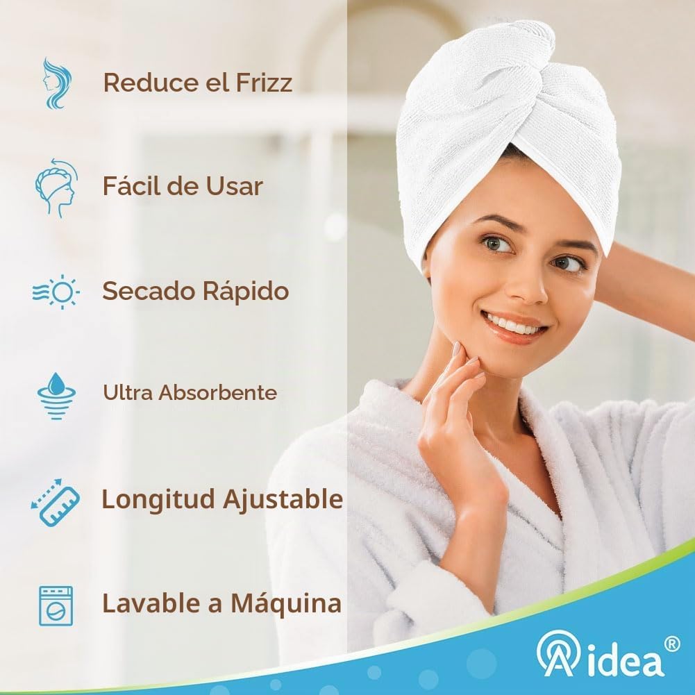 AIDEA - Toalla para el cabello, paquete de 5 toallas absorbentes de...