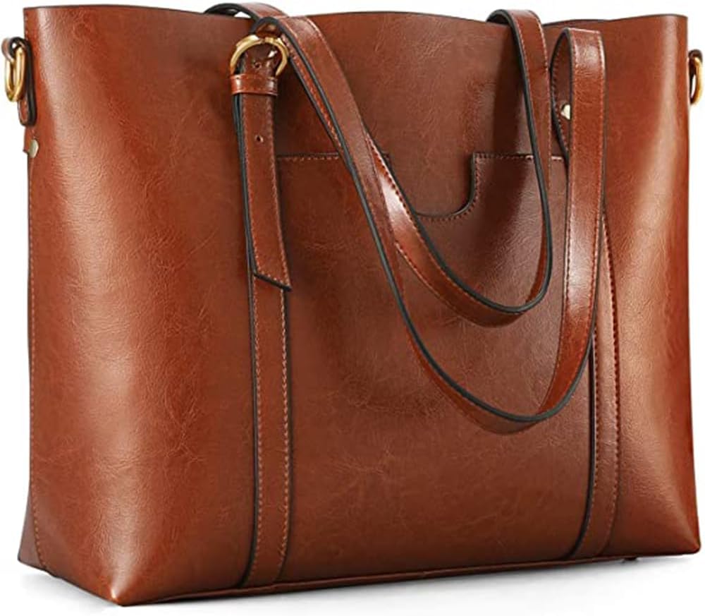 Kattee Bolso de mano de cuero genuino para mujer, bolsos suaves vin...