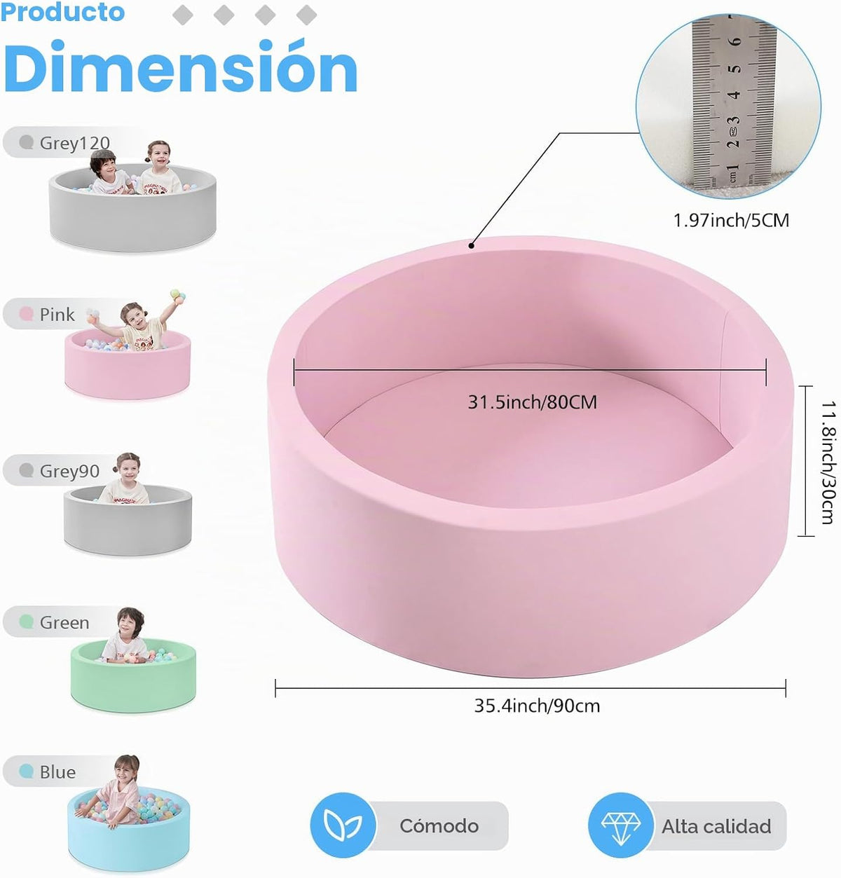 SHJADE Piscina de pelotas para niños pequeños, 35.4" x 11.8"...