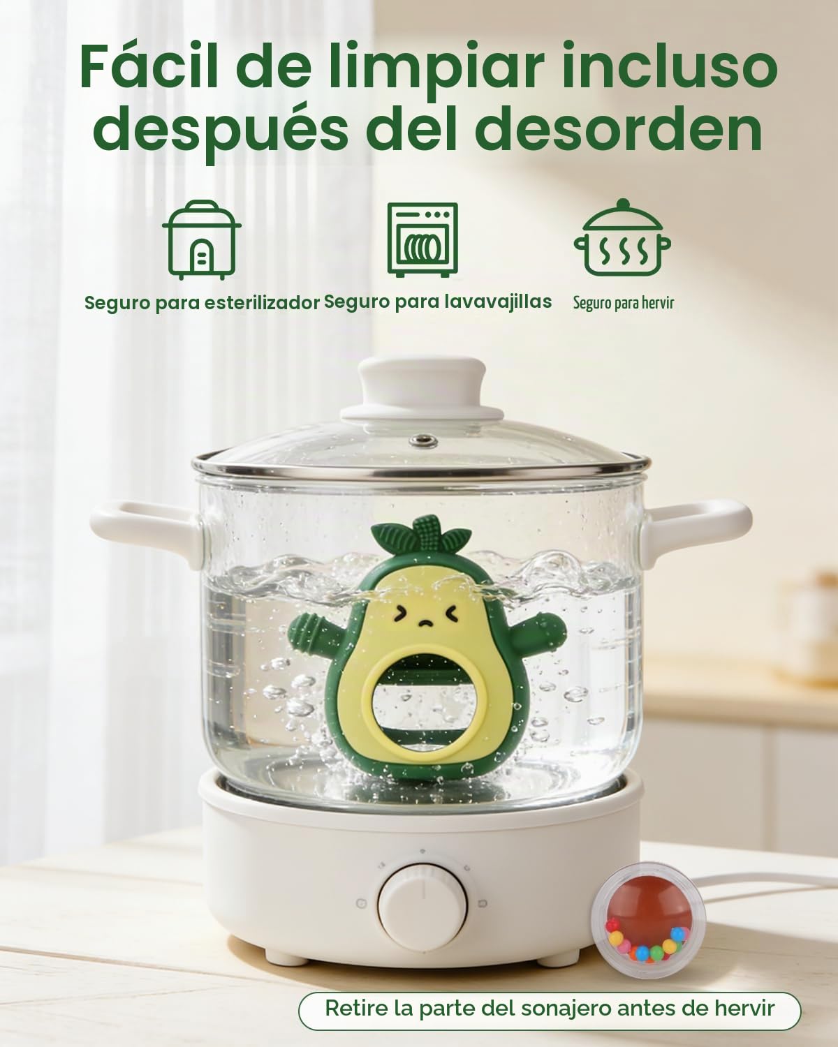 Juguetes de dentición para bebés, mordedor de silicona fácil de suj...