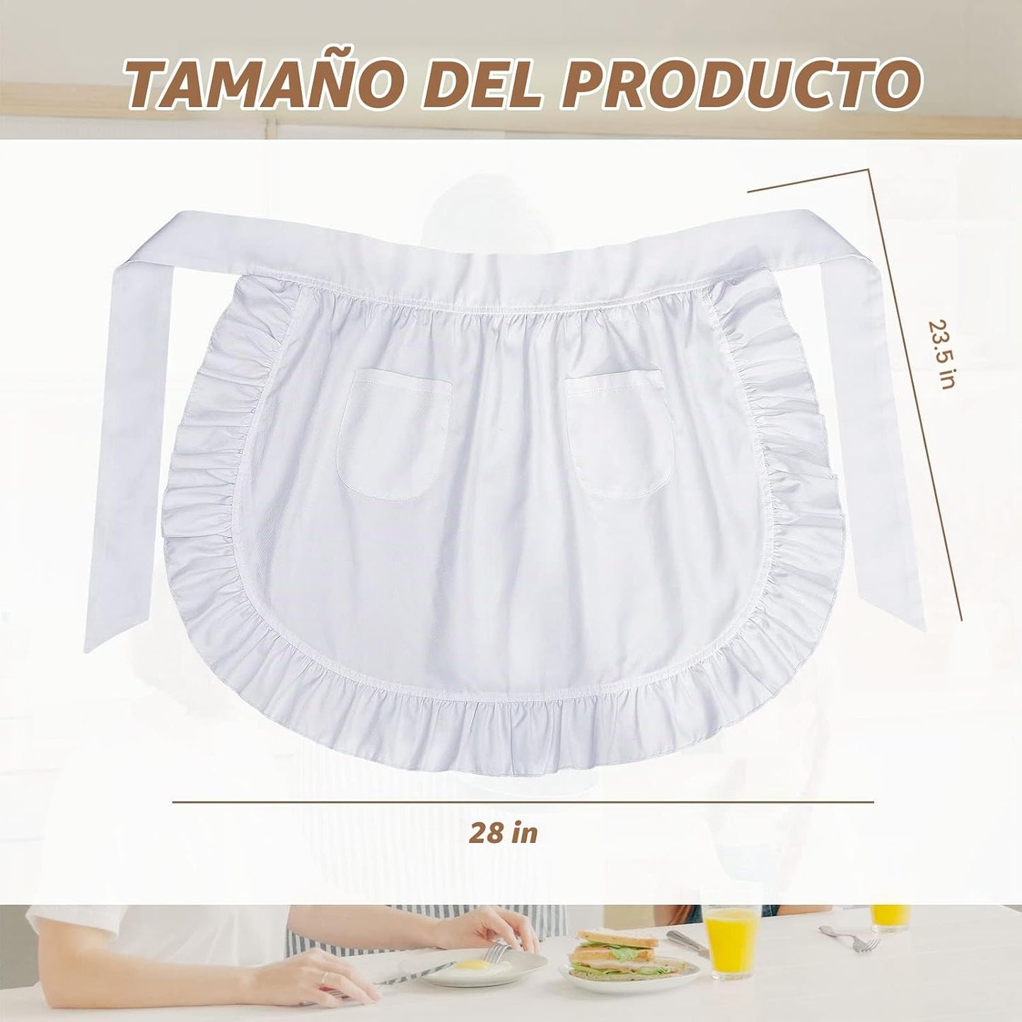 Hercicy Delantal de cintura a granel para mujer, mitad retro, delan...