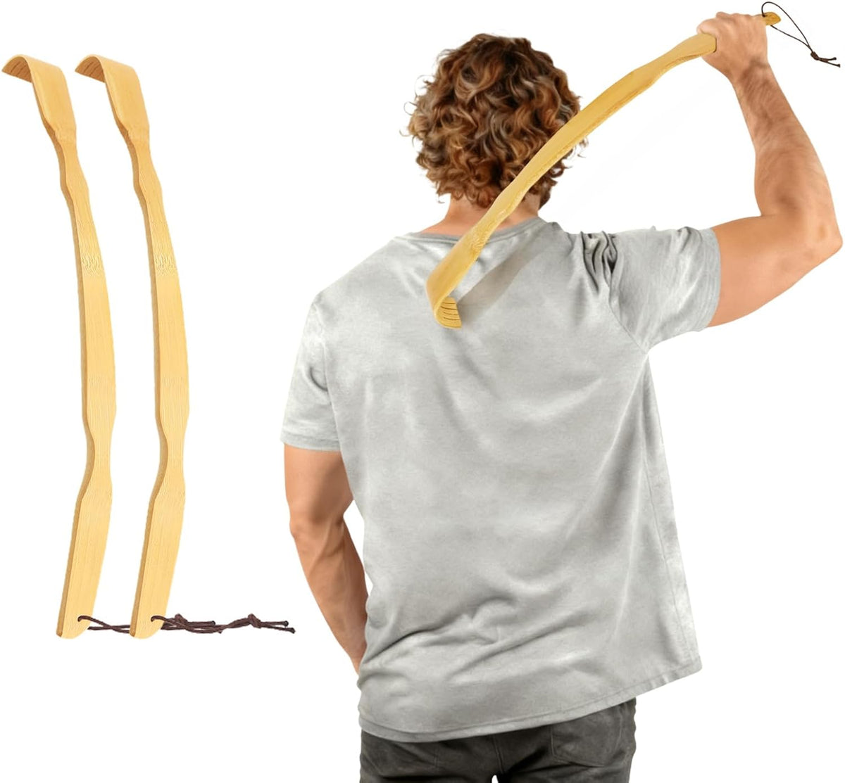 Renook Rascador de espalda de bambú de madera, 17 "natural hech...