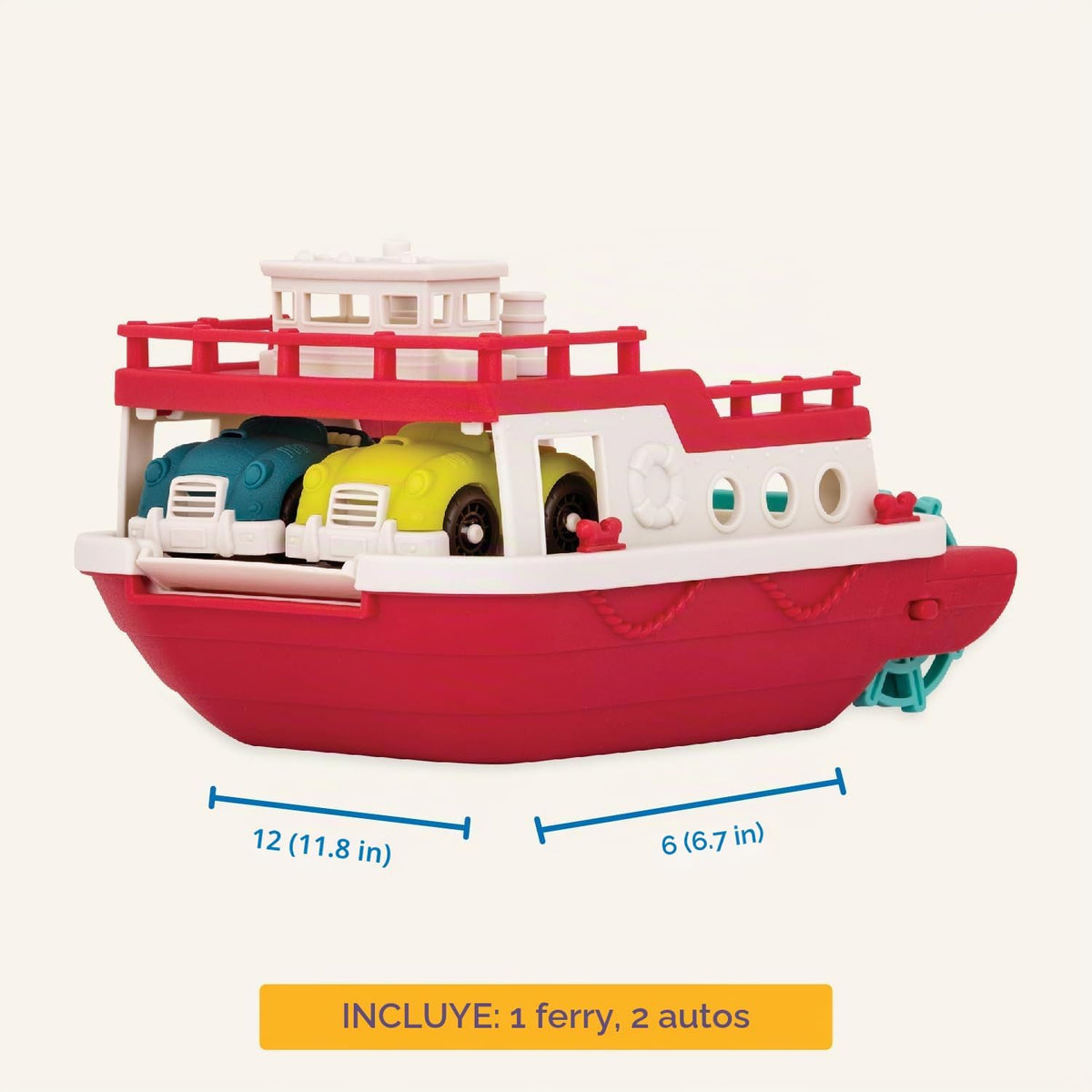 Battat Wonder Wheels - Barco de juguete de baño con 2 coches, juego...