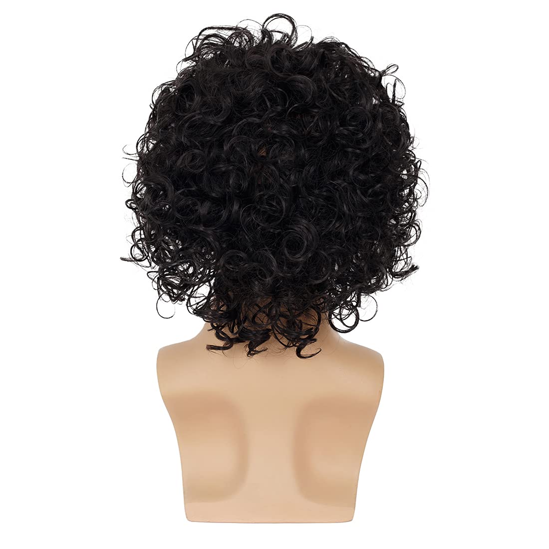 Wiwige Peluca rizada corta para hombre, peluca sintética negra para...