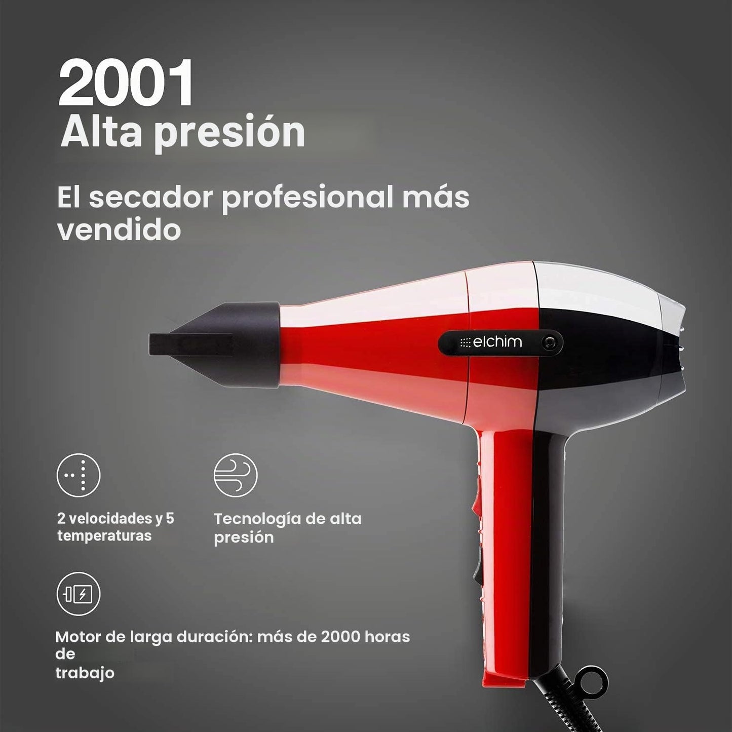 Secador Elchim Classic 2001 | Secador de soplado de 1875 W, tecnolo...