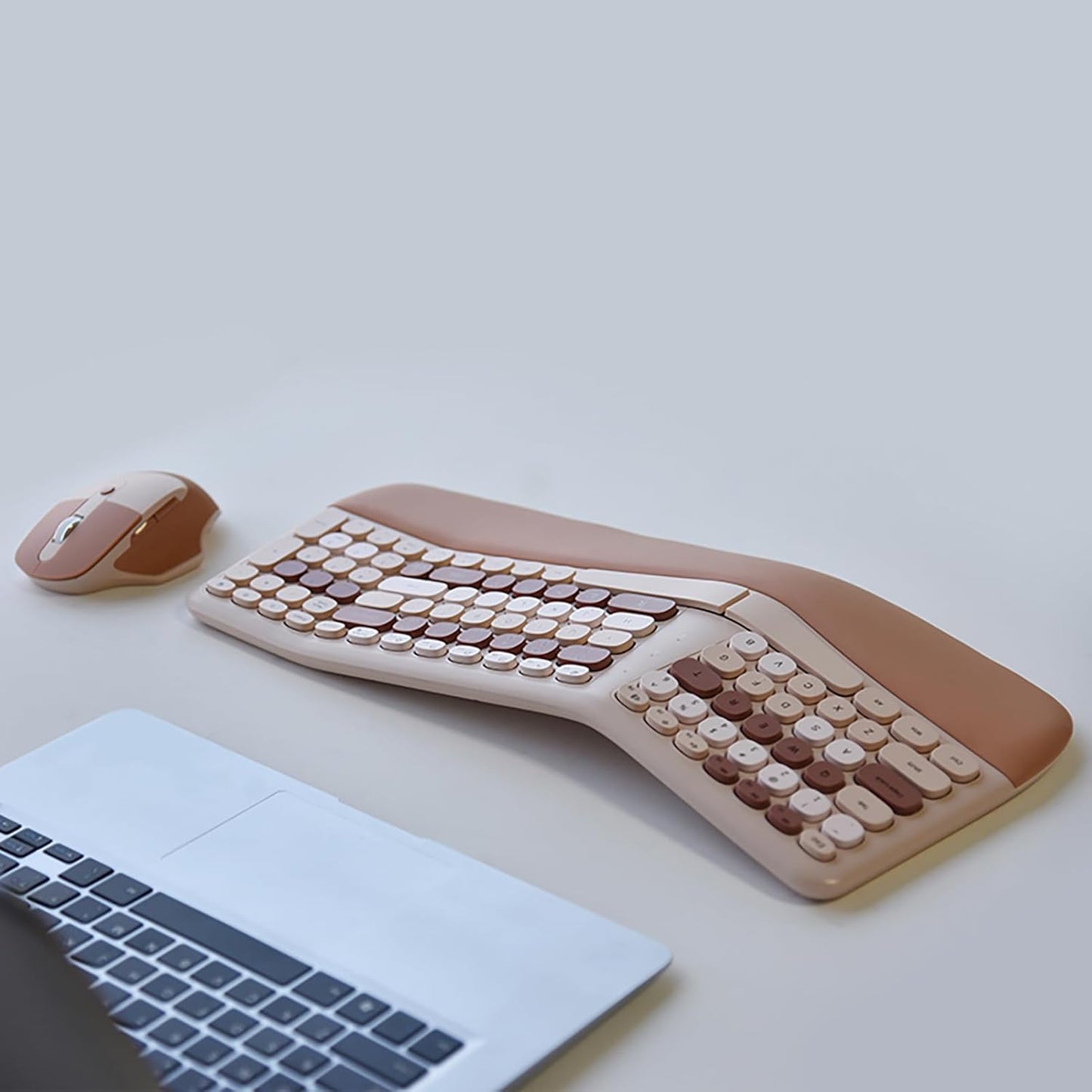 Combo de teclado ergonómico inalámbrico y mouse con reposamuñecas d...