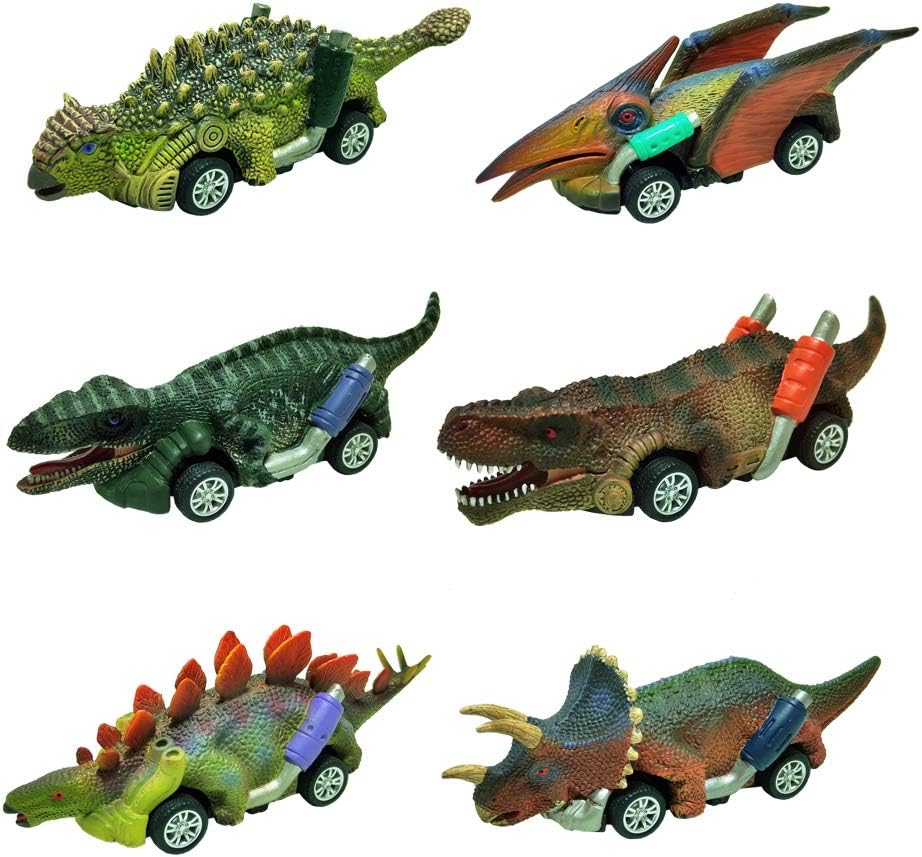 DINOBROS Coches de juguete de dinosaurio, paquete de 6 juguetes de...
