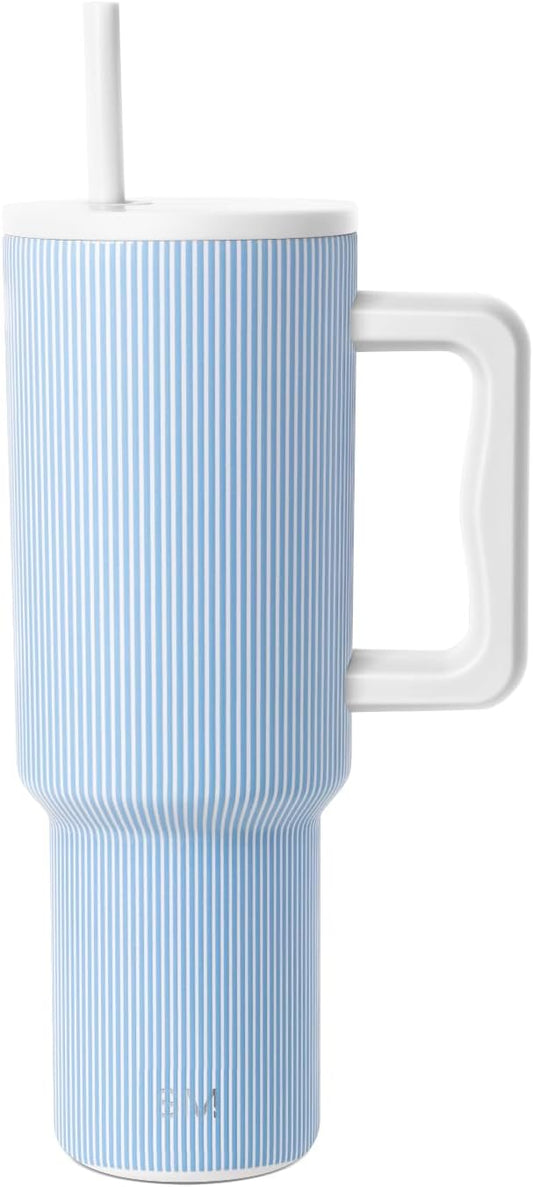 Simple Modern Tumbler with Handle and Straw | 40oz | Striped | Trek...