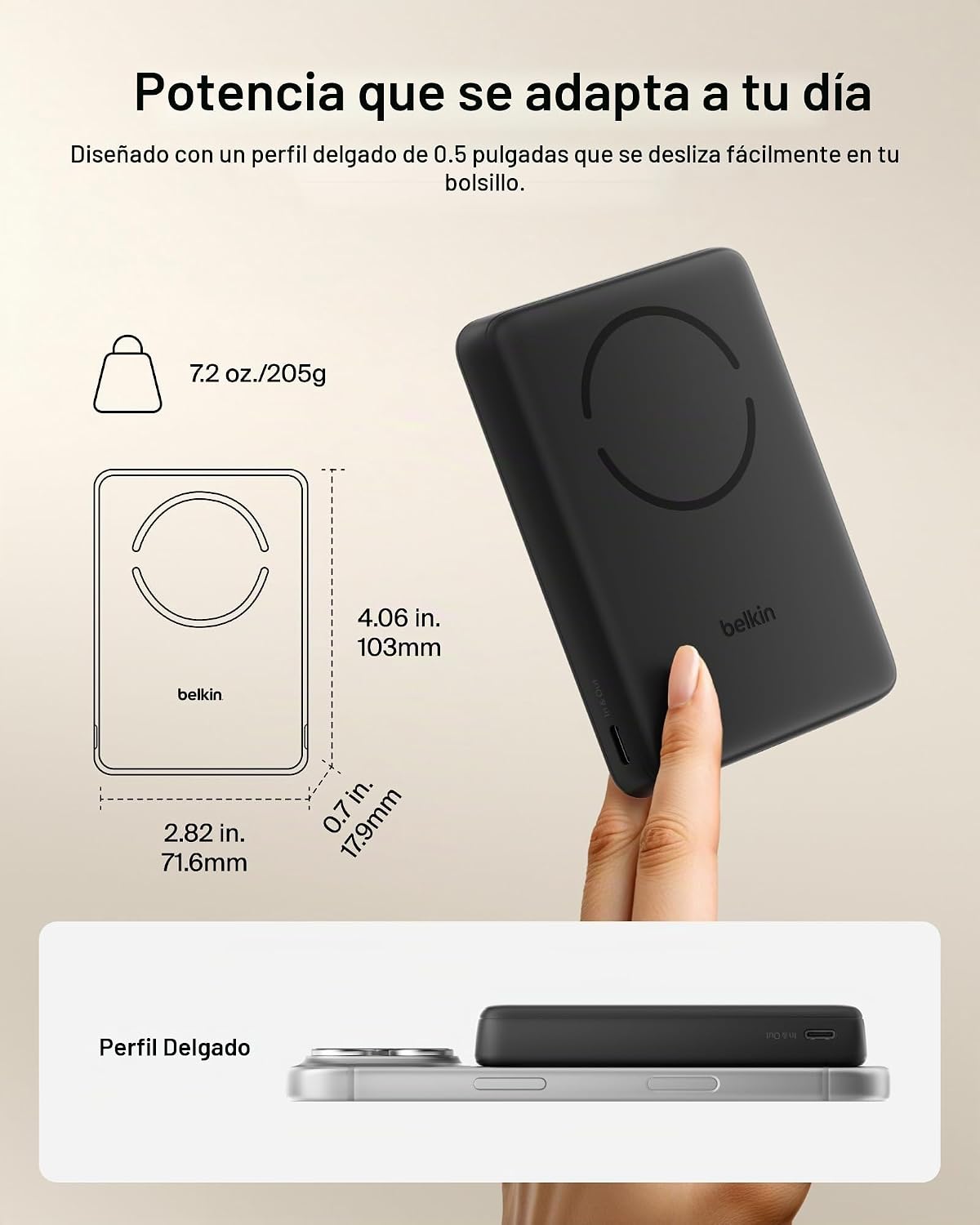 Belkin Banco magnético delgado del poder de 10000mAh Qi2 15W con el...