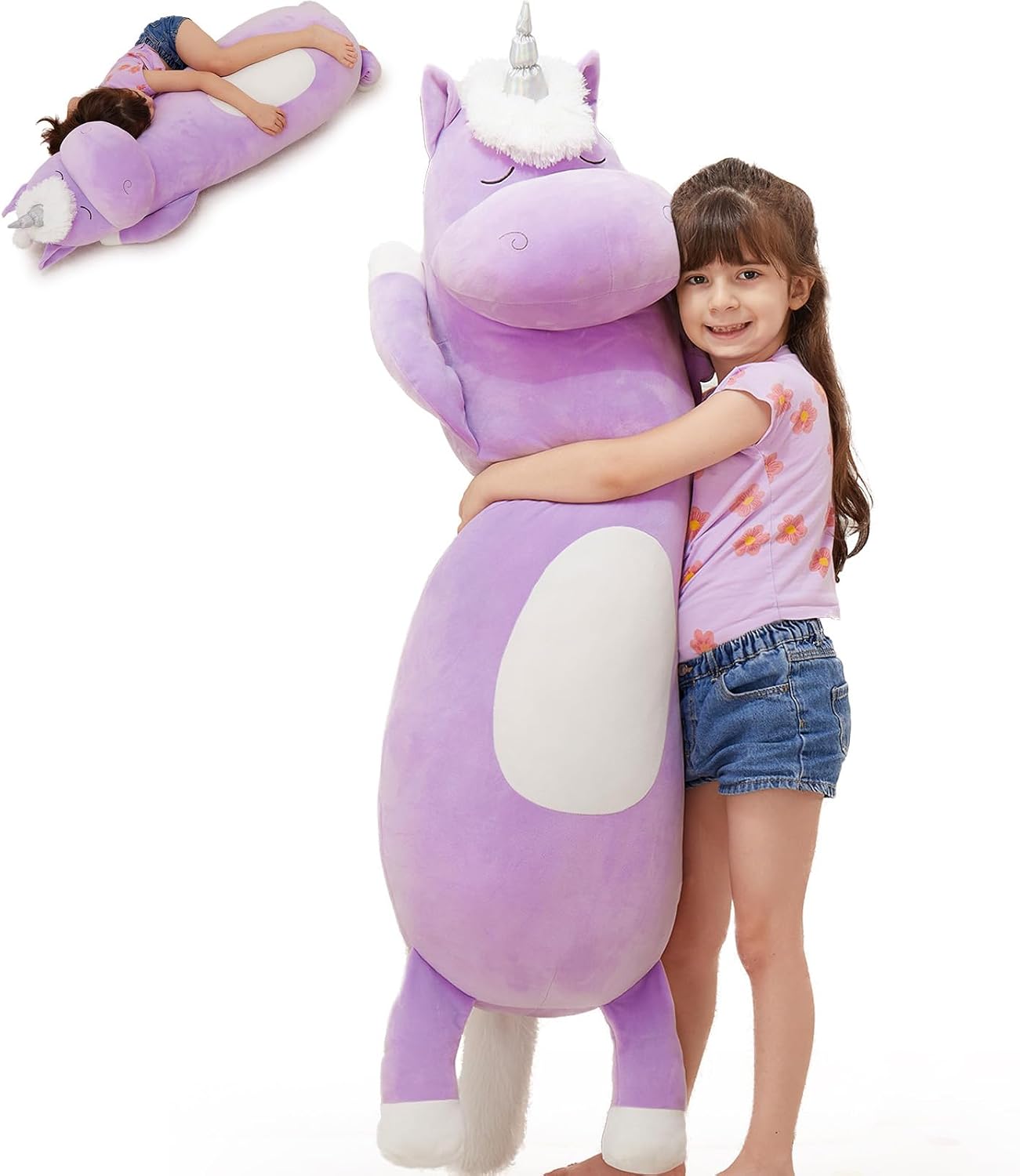 MorisMos Almohada Corporal Gigante de Peluche de Unicornio de 4 Pie...