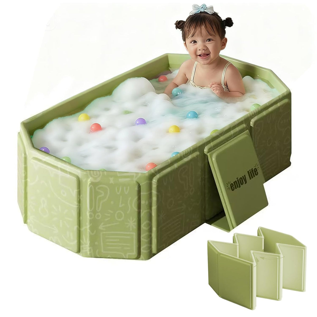Bañera para niños pequeños, bañera portátil para bebés, bañera pleg...