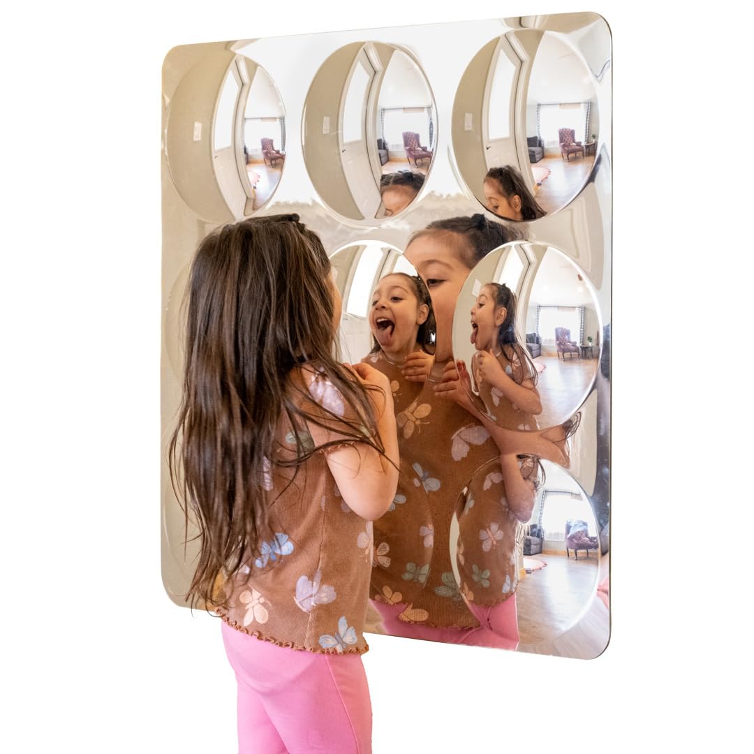 Spark &amp; Wow Espejo sensorial de pared para niños pequeños, 9 bu...