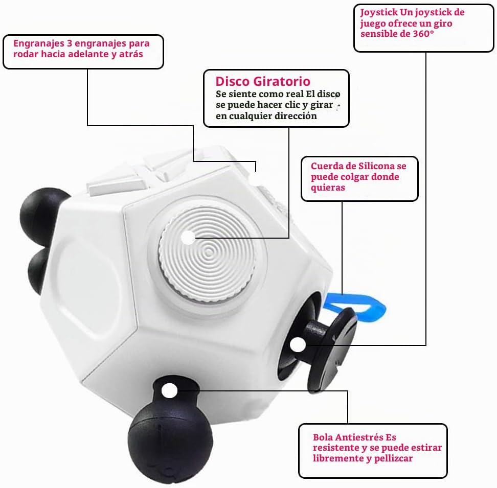 Juguetes de 12 lados, juguetes Fidget Dodecagon anti-ansiedad, aliv...