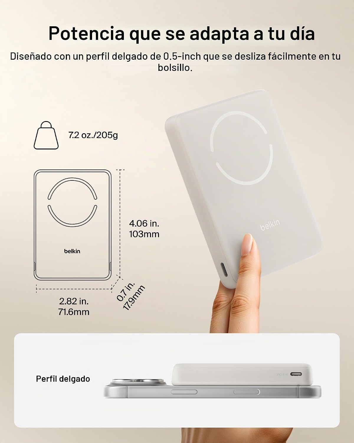 Belkin Banco magnético delgado del poder de 10000mAh Qi2 15W con el...