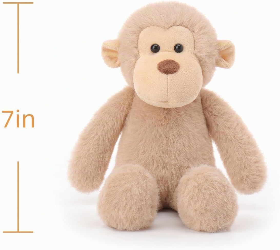 Apricot Lamb Juguetes de peluche suaves de mono marrón claro de 7 p...