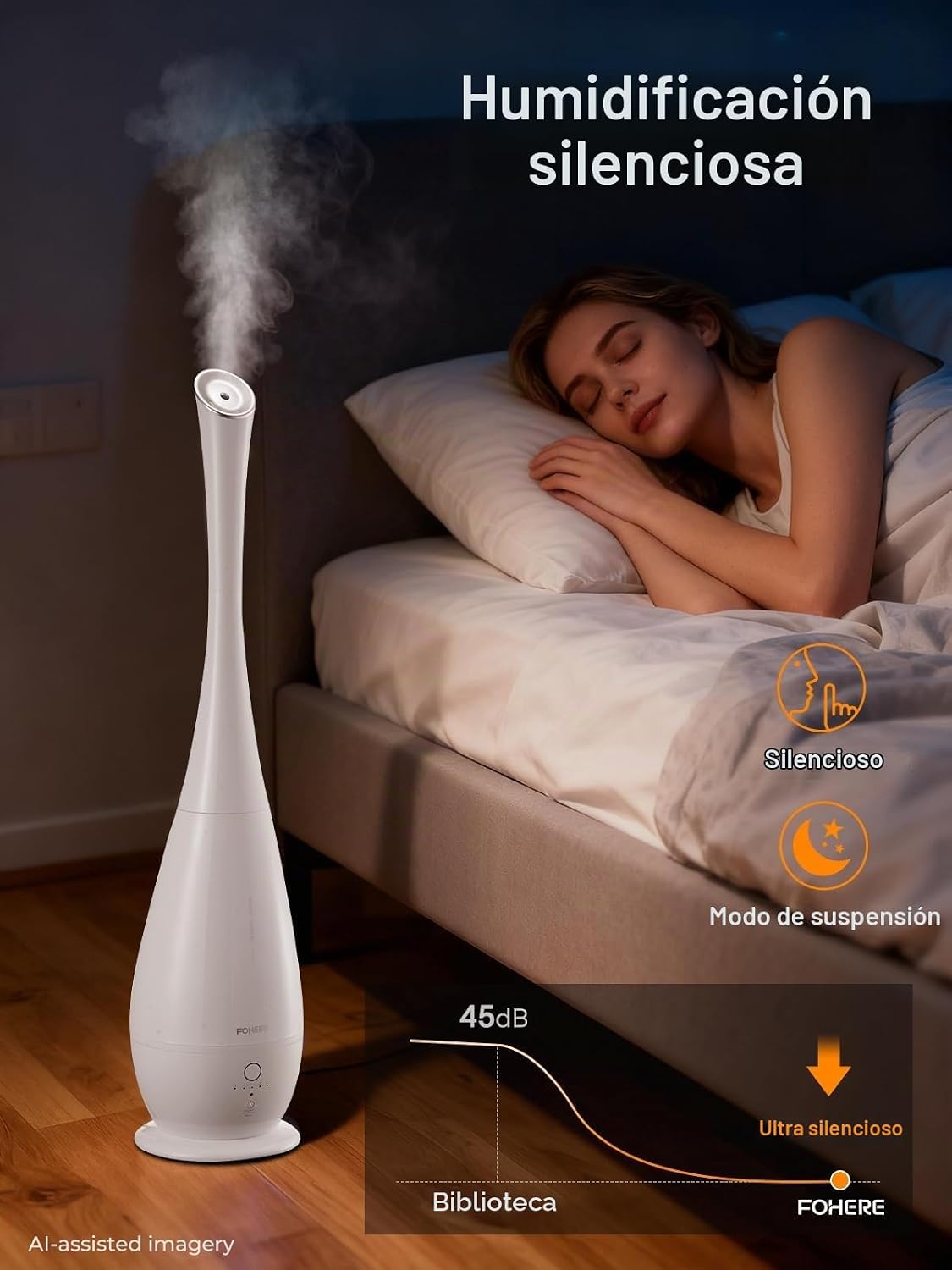 FOHERE Humidificadores para dormitorio, habitación grande, 5 L, hum...