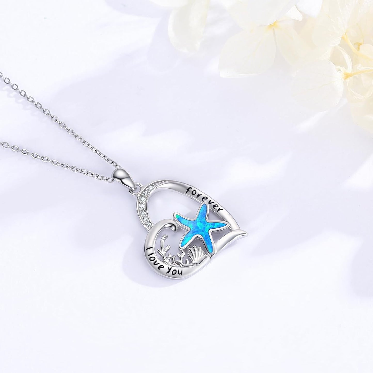 Twoowl Collar con dije de playa de plata de ley 925 con diseño de o...