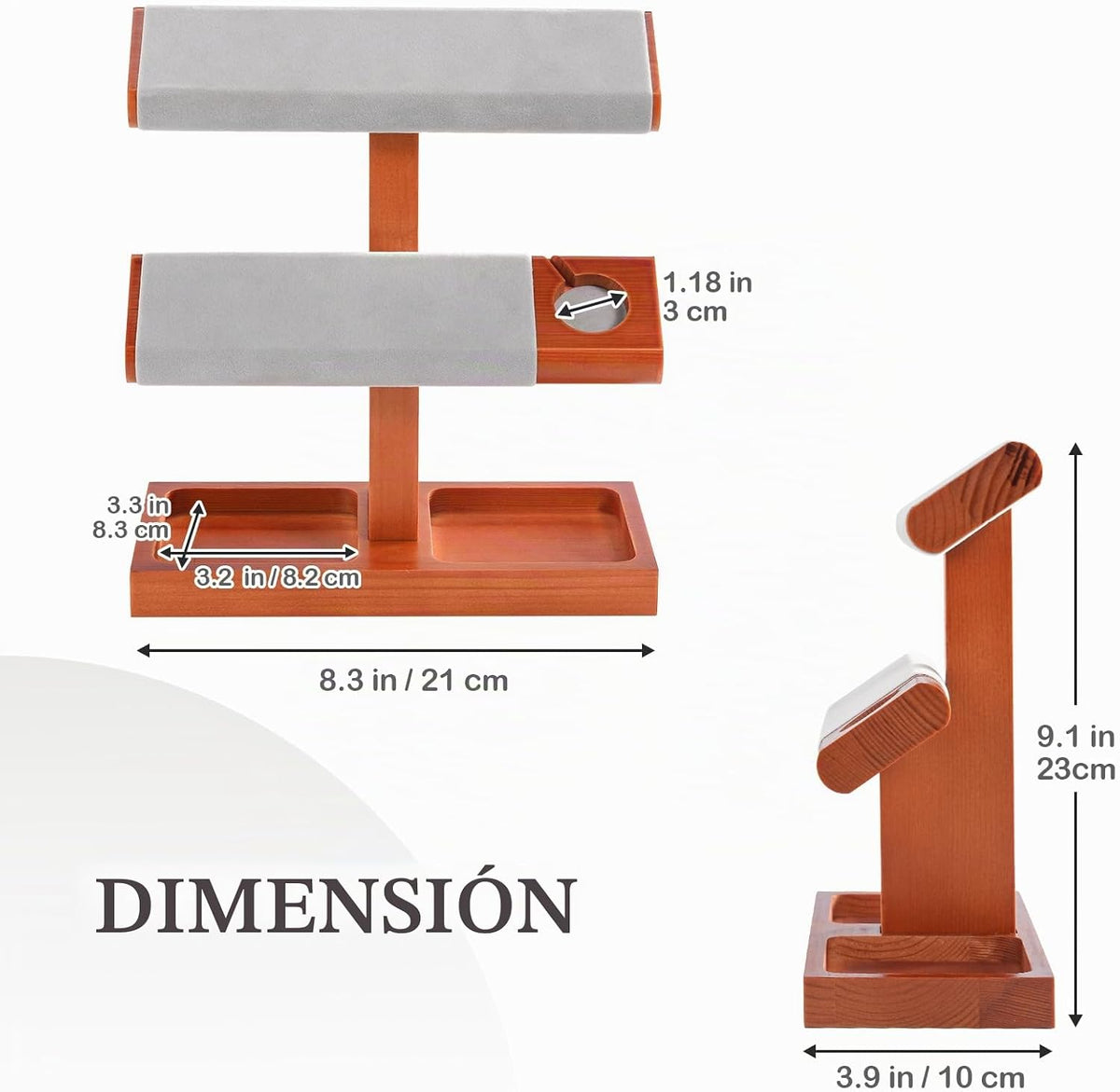 ProCase Soporte de exhibición de reloj de madera para hombres, torr...