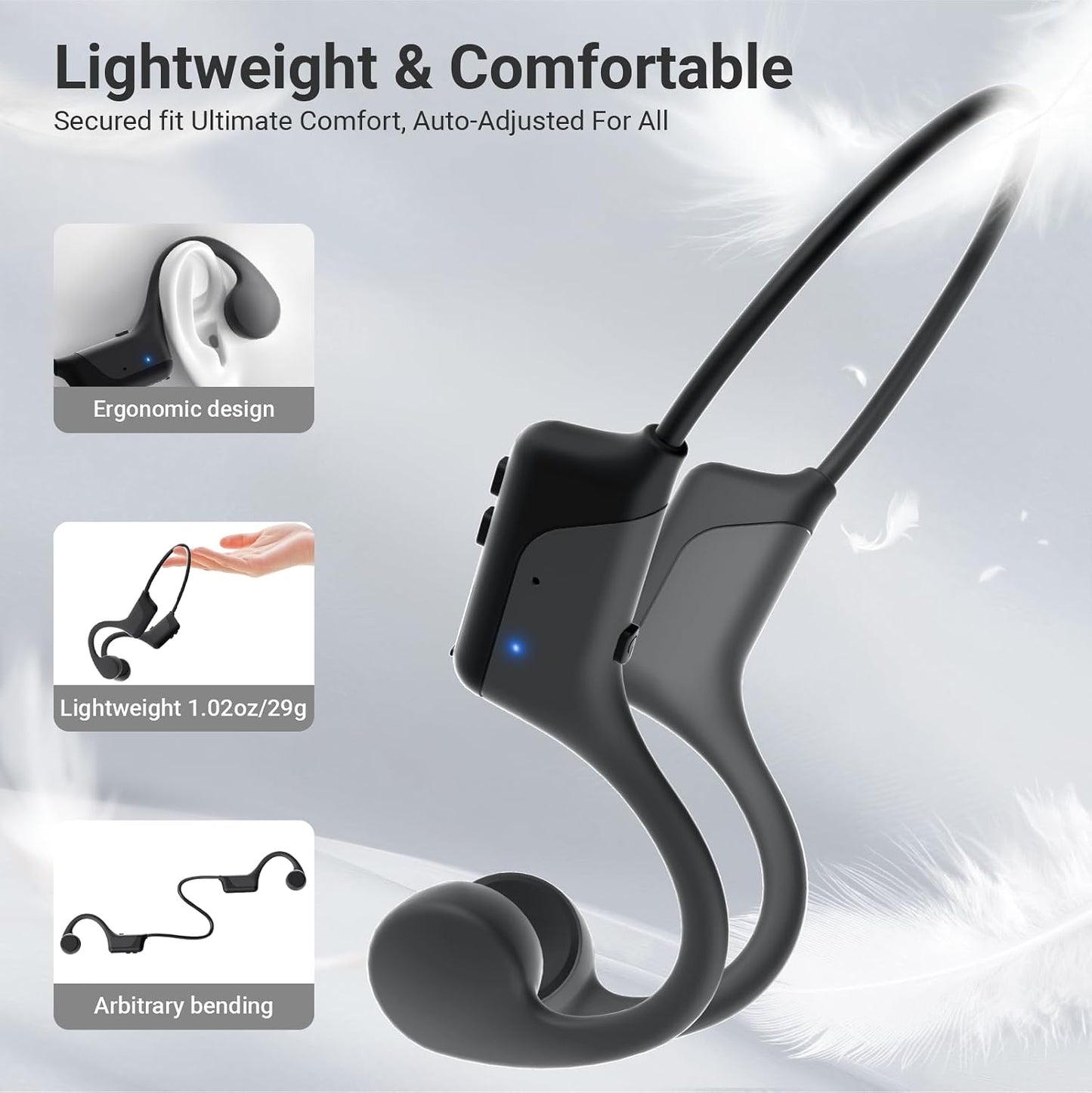 Nuevos auriculares de conducción ósea, Bluetooth 6.0, IPX5 impermea...