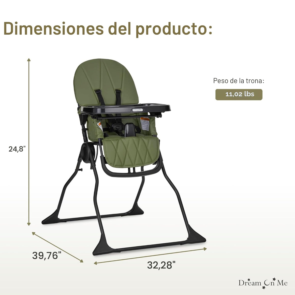Dream On Me Trona Snack y Stow | Silla de alimentación ajustable co...