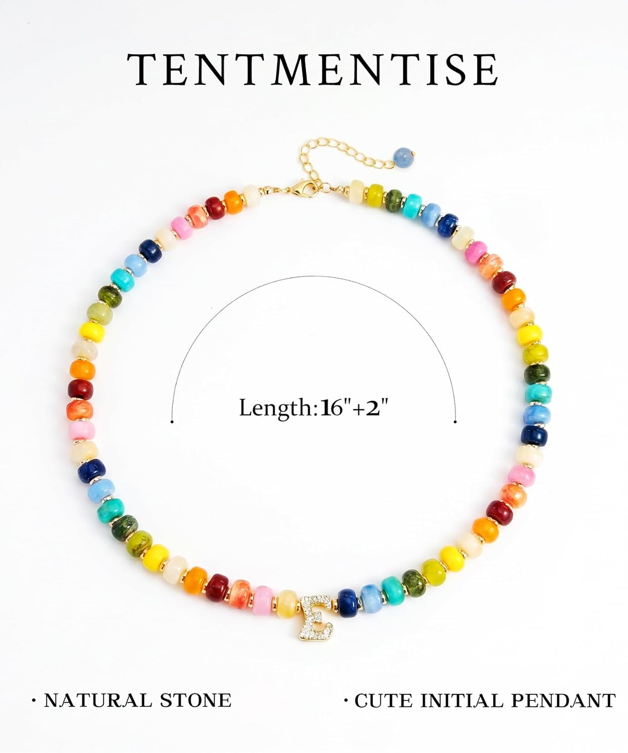 TENTMENTISE Collar con inicial de cuentas coloridas para mujer, col...