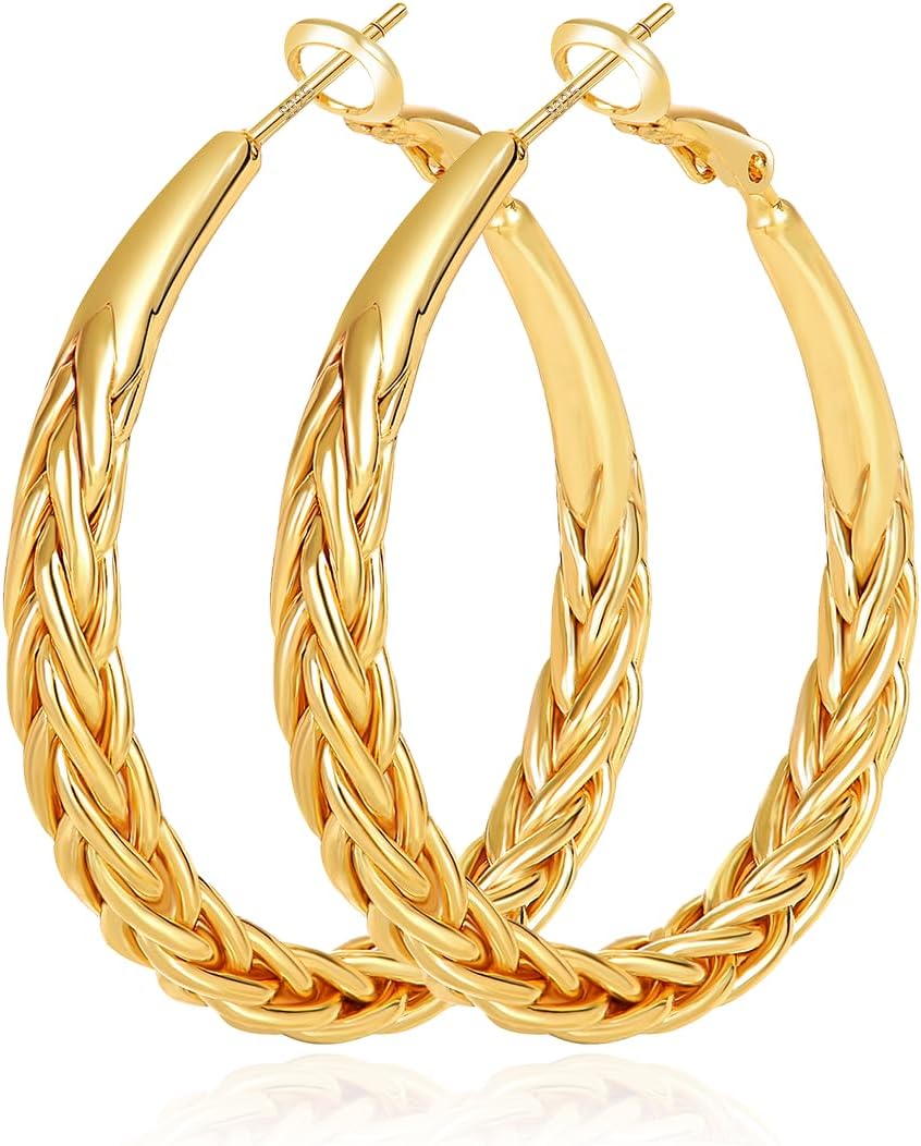 JEMARA Pendientes de Aro de Plata para Mujer a la Moda Hipoalergéni...