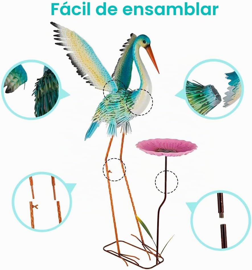 Estatua grande de jardín de garza de 39 pulgadas, estatuas al aire...