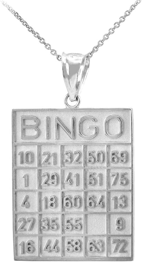 Colgante de plata de ley 925 con diseño de bingo y tarjeta de bingo