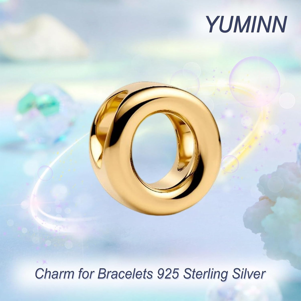 YUMINN Dijes dorados de la A a la Z para pulseras de plata esterlin...