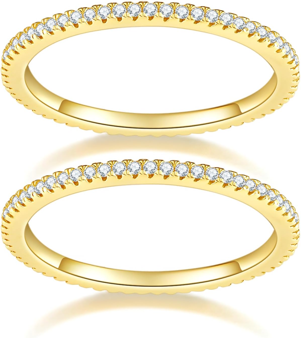 MINDDHA Chapado en oro de 14 quilates - Anillos de eternidad apilab...