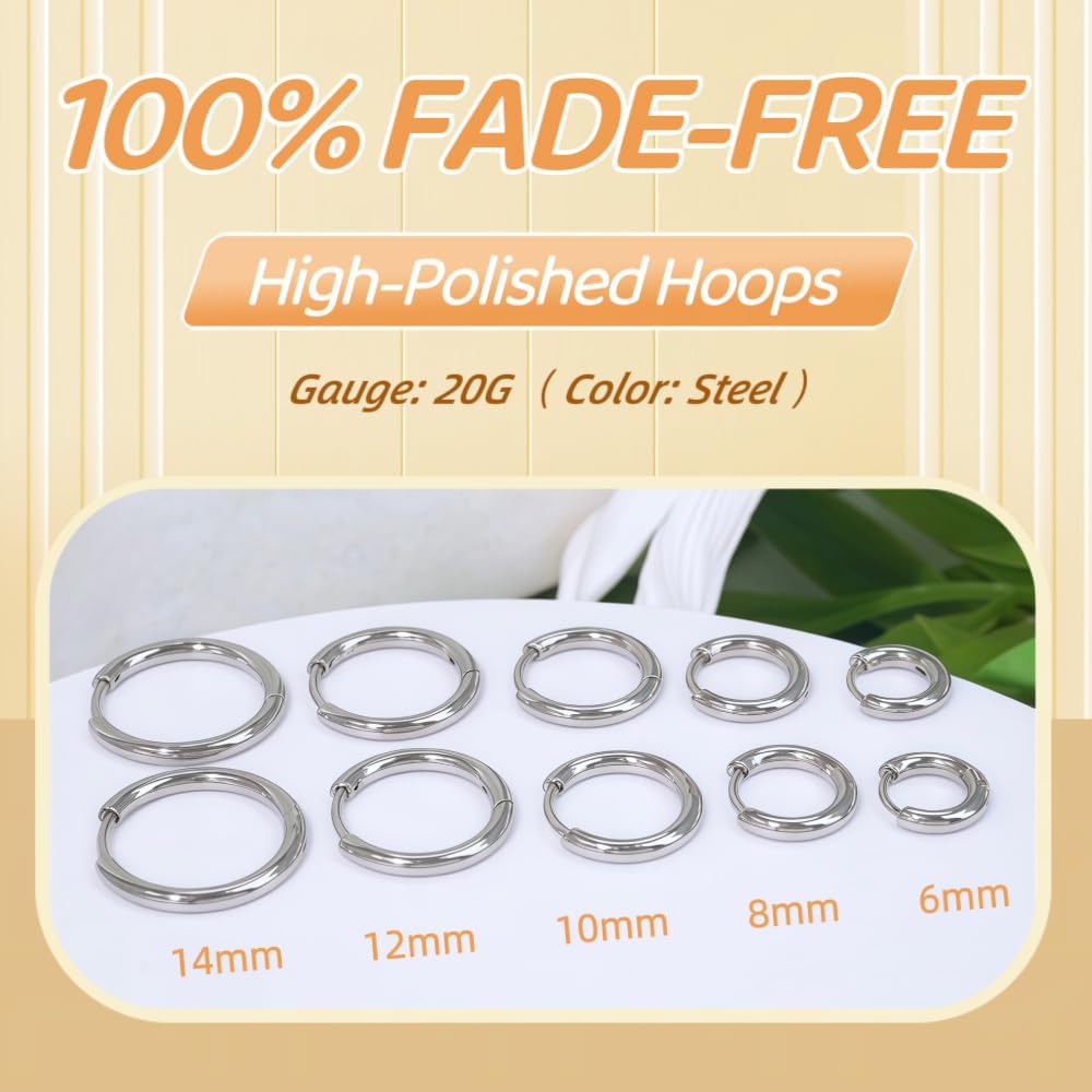5 pares de pendientes de aro chapados en oro de 14 quilates para mu...