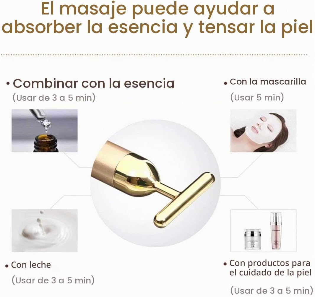 Beauty Bar - Rodillo masajeador facial de oro de 24 quilates, rodil...