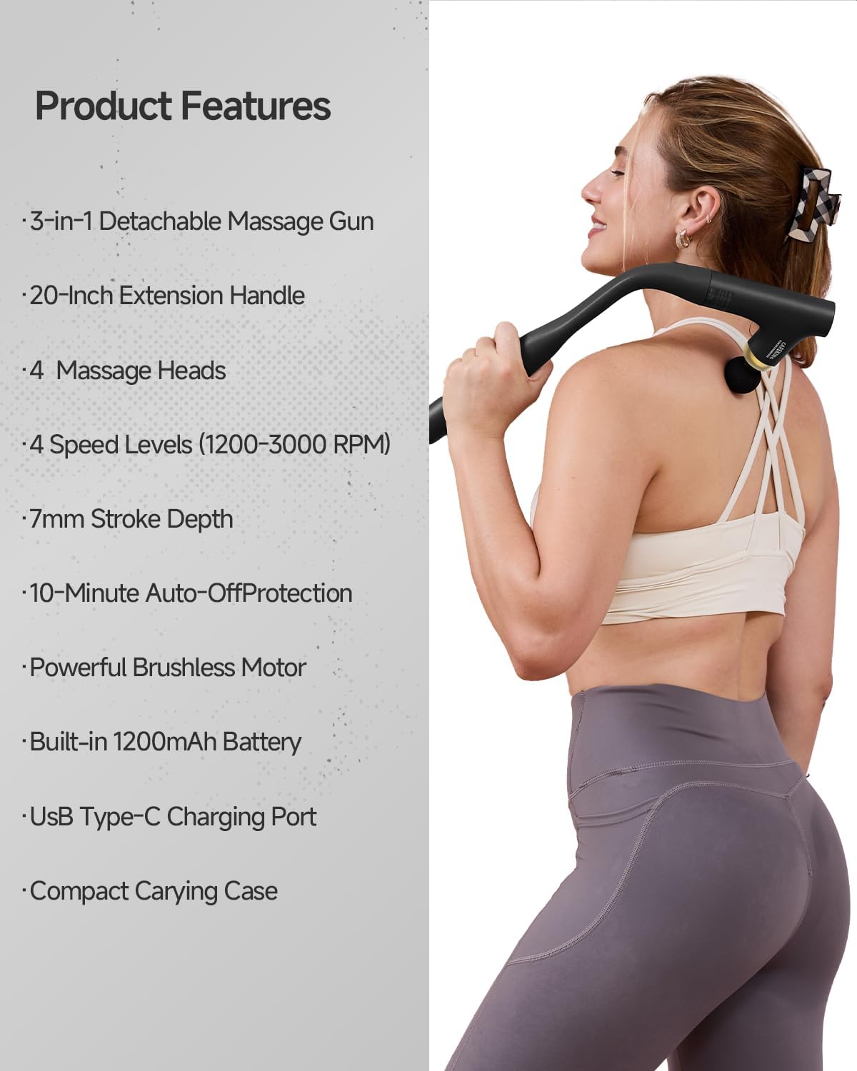 CAREKING WE ALWAYS CARE Pistola de masaje muscular 3 en 1 con mango...