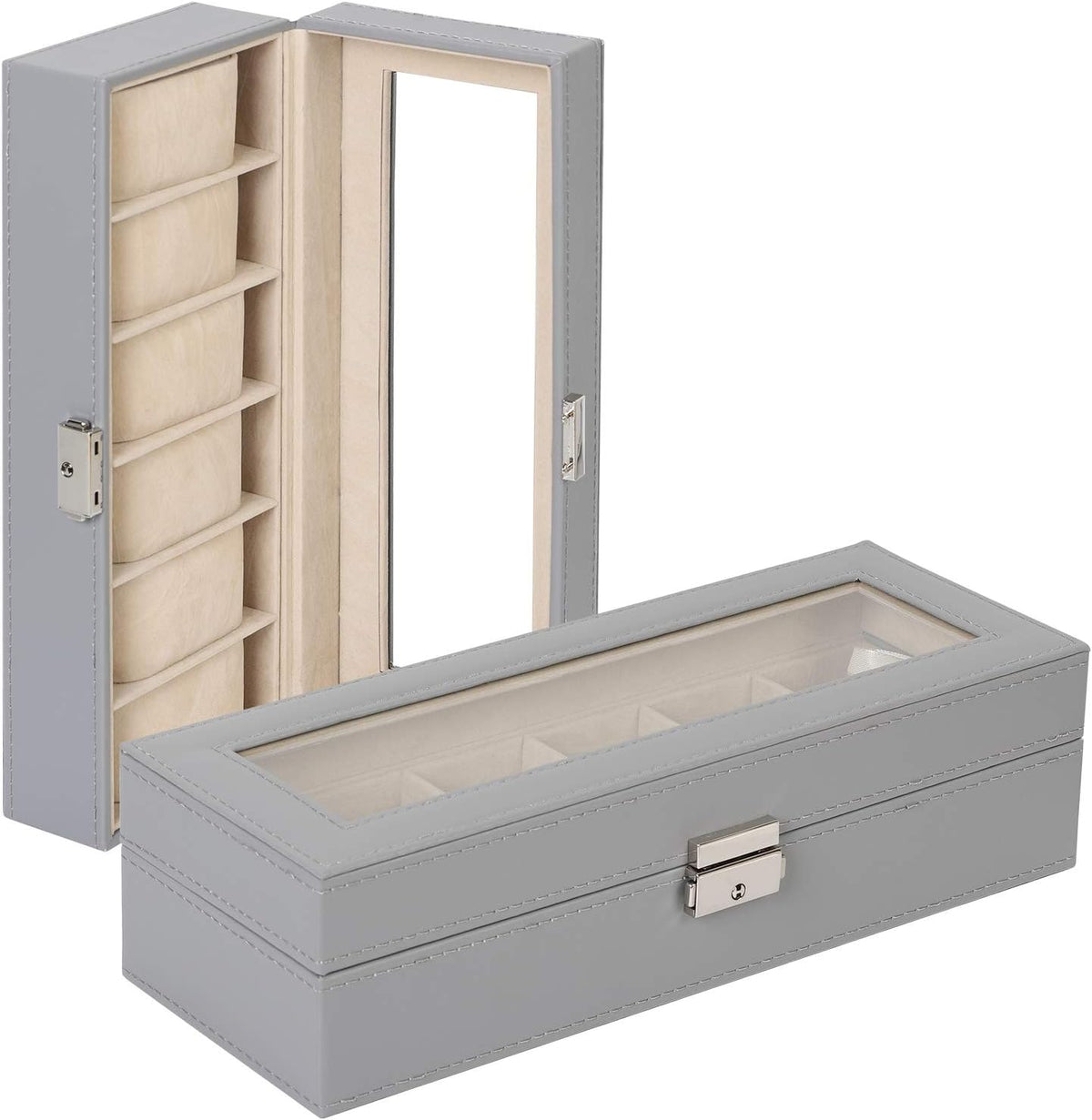 NEX Caja de reloj, Caja organizadora de 6 ranuras para relojes de c...
