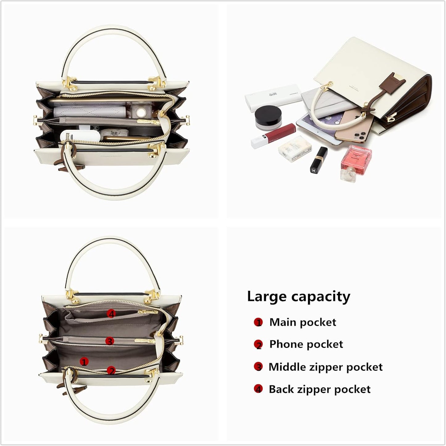 Cnoles Bolsos de mano para mujer, de gran capacidad, bolso de hombr...