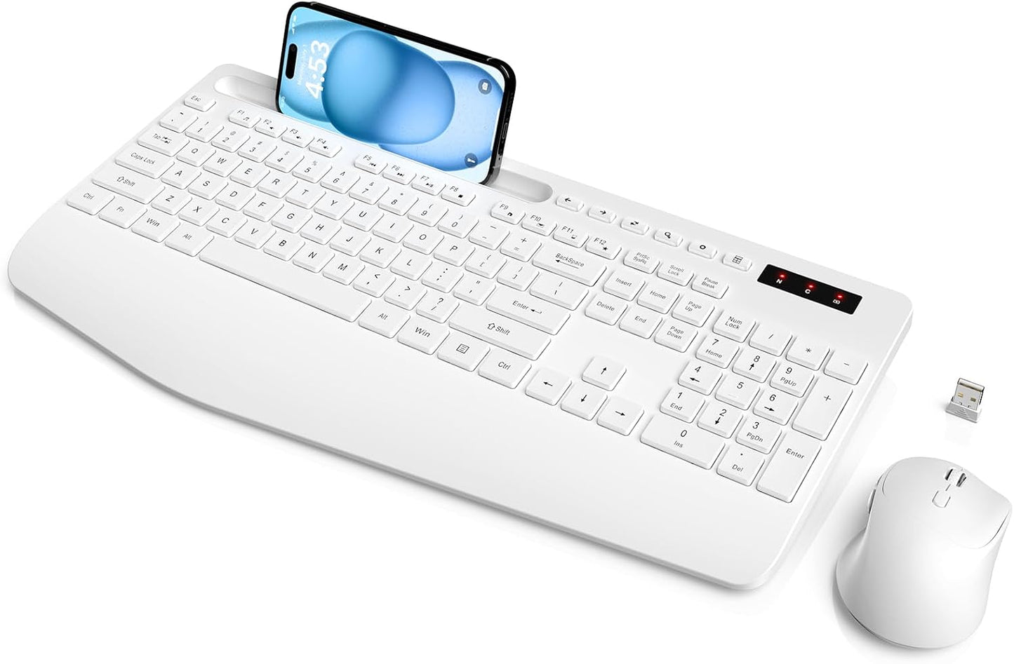 Combo de teclado y mouse inalámbricos, reposamuñecas ergonómico de...